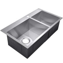 Aquacubic Handmade Stainless Steel Double Bowl Topmount Kitchen Sink
